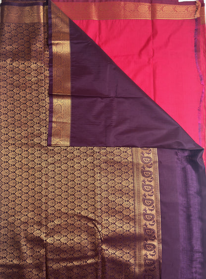 Macabre Semi Silk Saree with Copper Zari Border Design Pallu