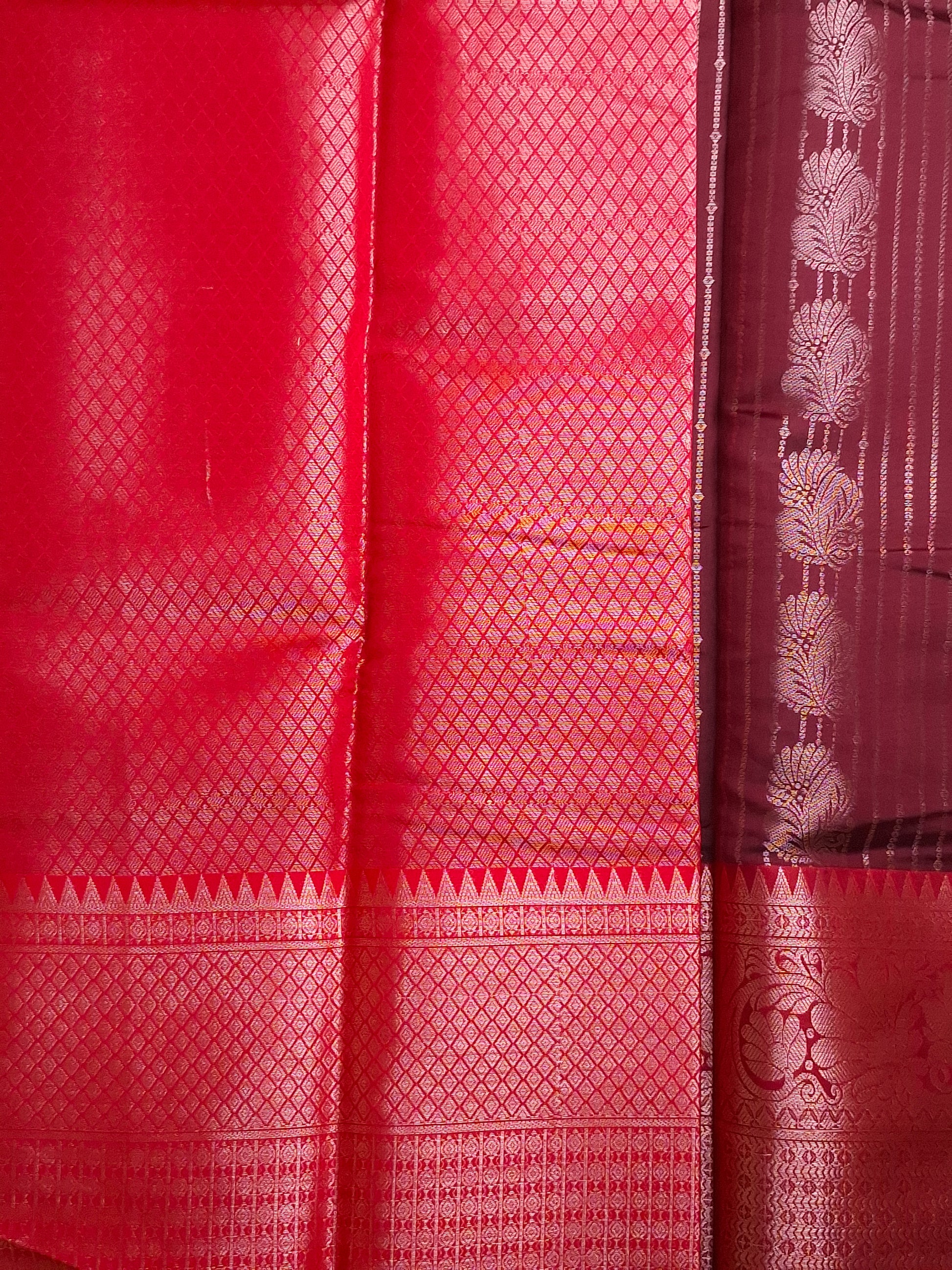 Pure Kanchi Maroon Soft Silk Saree with Intricate Zari Weaving Pallu 