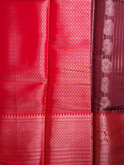 Pure Kanchi Maroon Soft Silk Saree with Intricate Zari Weaving Pallu 