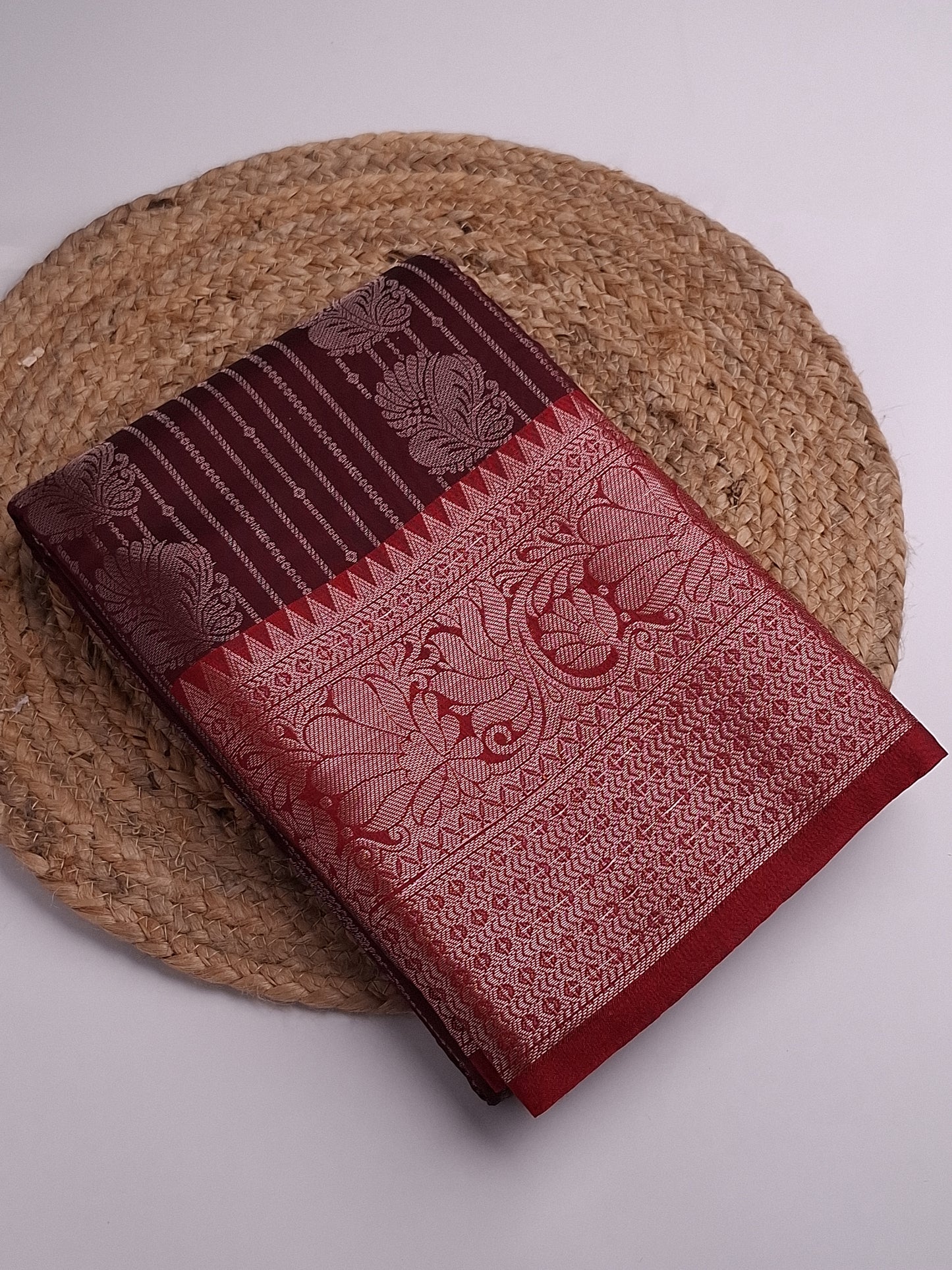 Pure Kanchi Maroon Soft Silk Saree with Intricate Zari Weaving saree