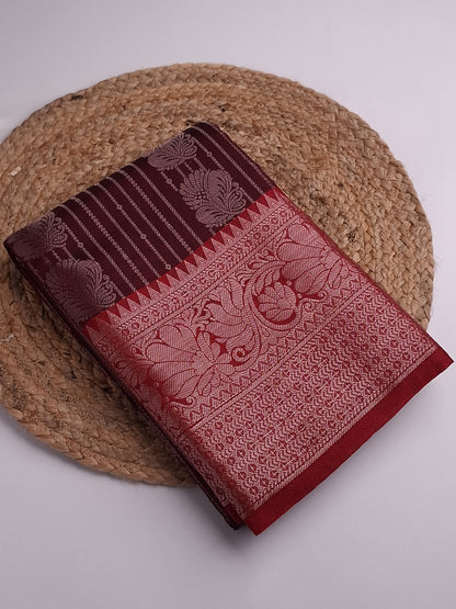 Pure Kanchi Maroon Soft Silk Saree with Intricate Zari Weaving saree