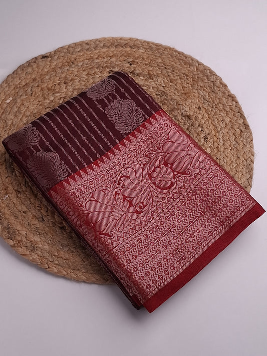 Pure Kanchi Maroon Soft Silk Saree with Intricate Zari Weaving saree