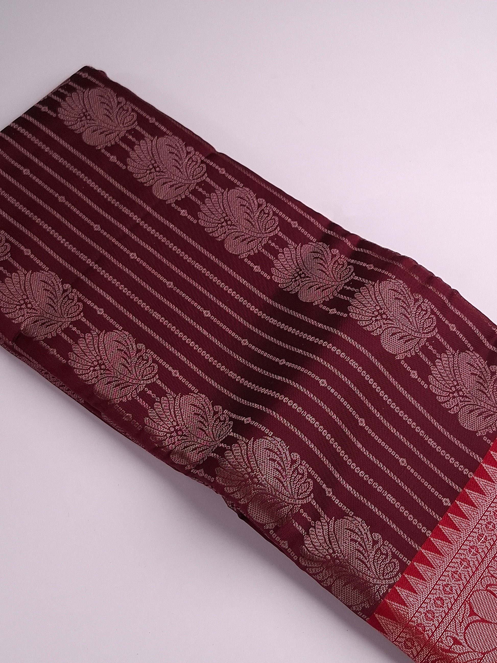 Pure Kanchi Maroon Soft Silk Saree with Intricate Zari Weaving saree Design
