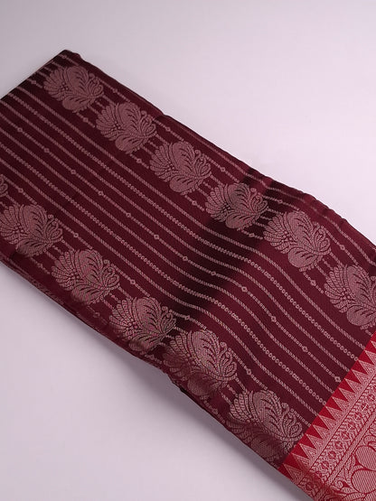 Pure Kanchi Maroon Soft Silk Saree with Intricate Zari Weaving saree Design