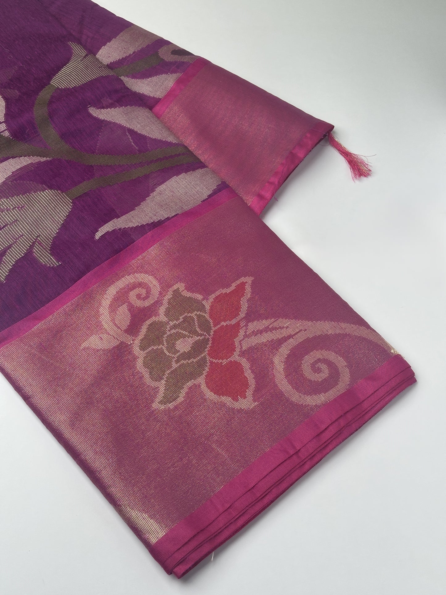 Purple with Pink Pochampally Pure Cotton Design