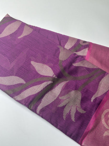 Purple with Pink Pochampally Pure Cotton Designs