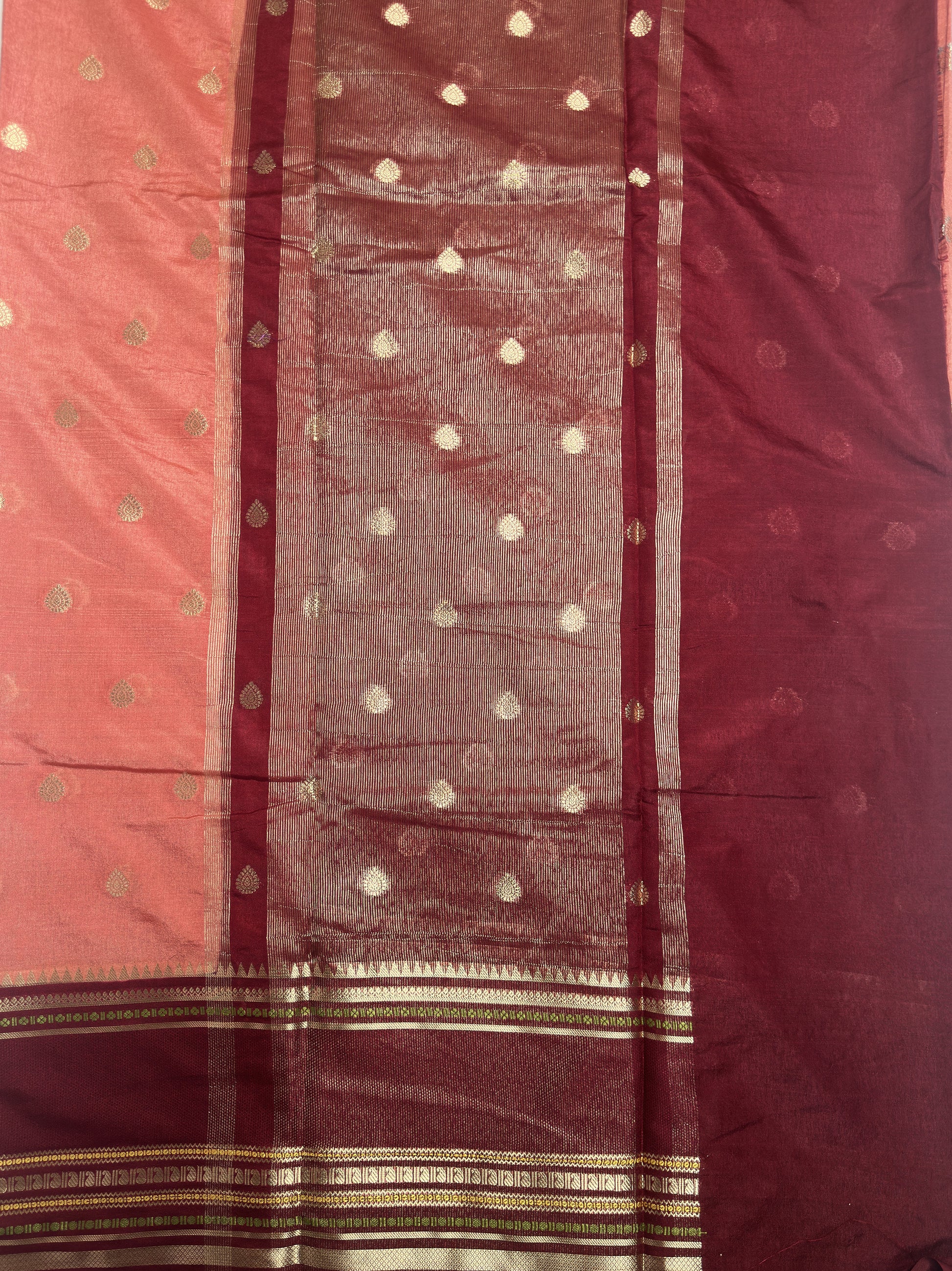 Rust Red Handwoven Soft Silk Saree with Zari Border Pallu
