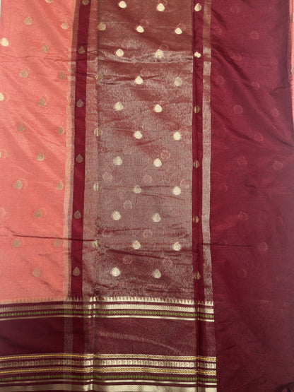 Rust Red Handwoven Soft Silk Saree with Zari Border Pallu