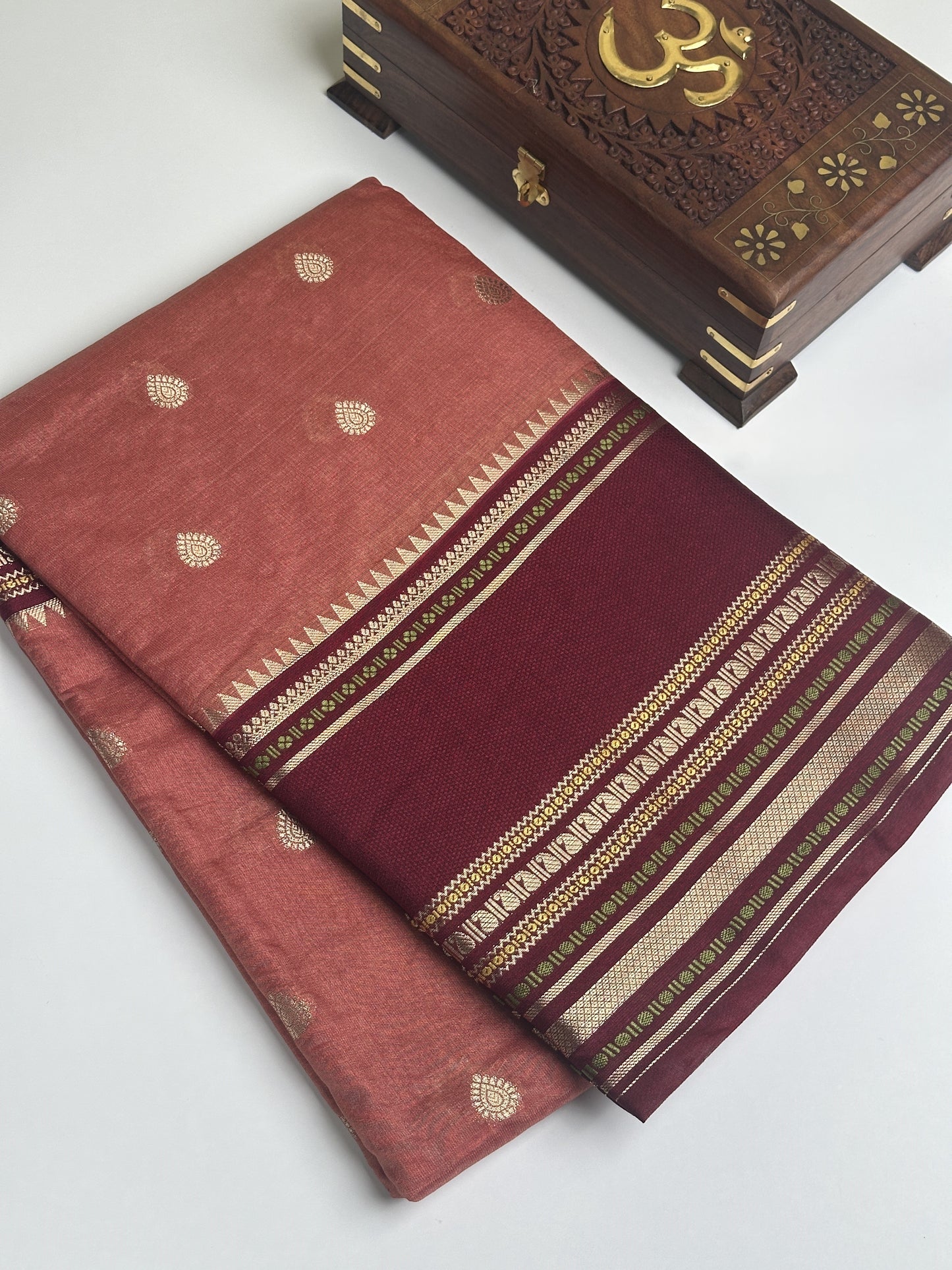 Rust Red Handwoven Soft Silk Saree with Zari Border Saree