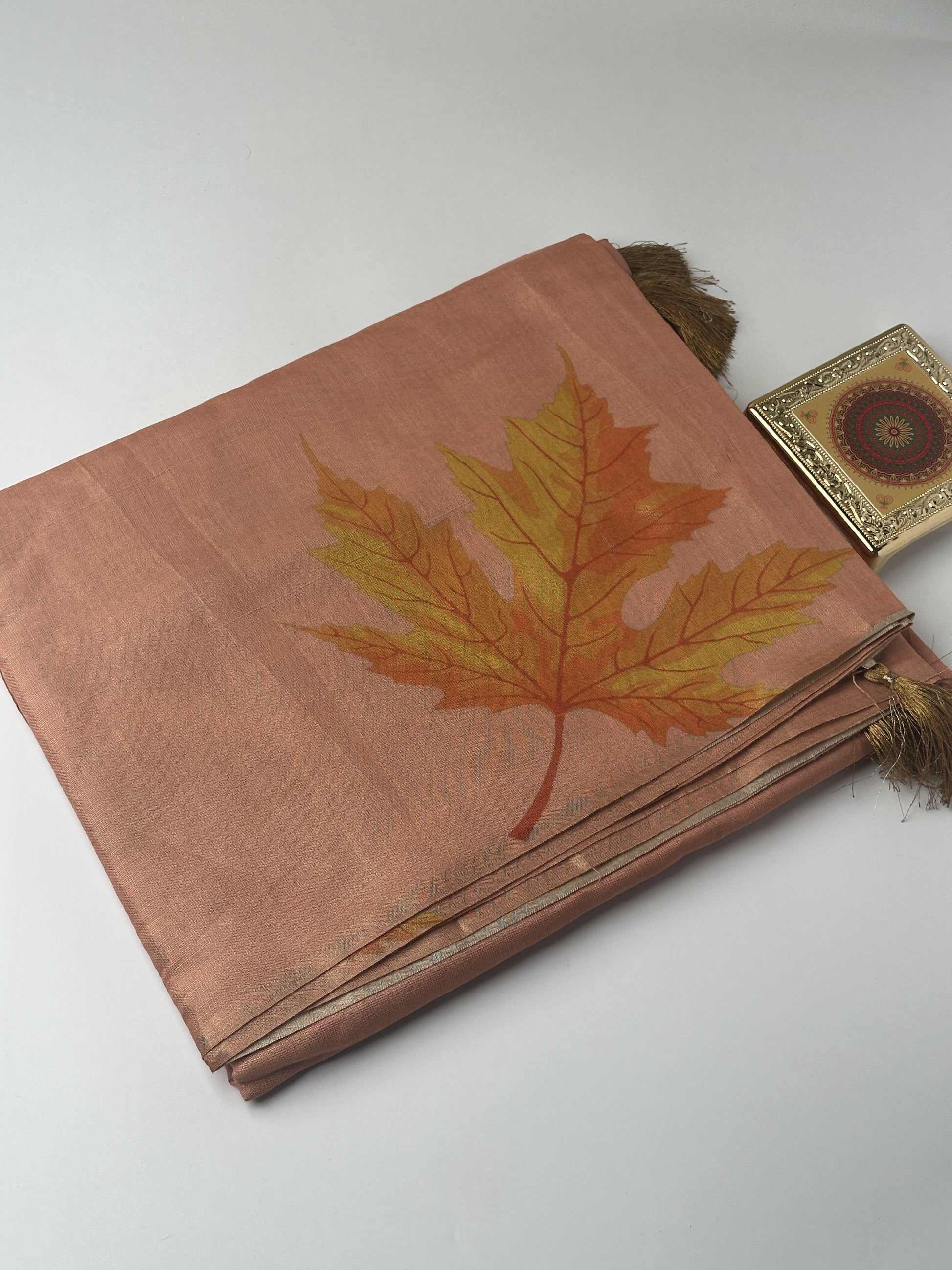 Sandal Beige Printed Cotton Saree with Elegant Floral Design Saree