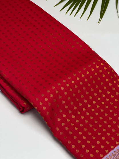 Thousand Butta Red Semi Silk Saree with Lavender Copper Zari Design